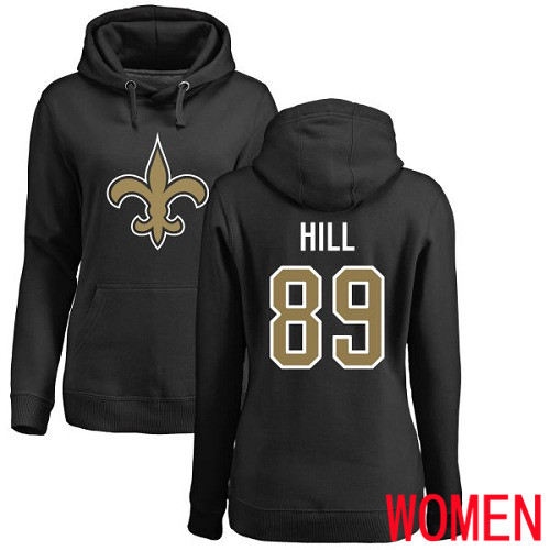 New Orleans Saints Black Women Josh Hill Name and Number Logo NFL Football #89 Pullover Hoodie Sweatshirts